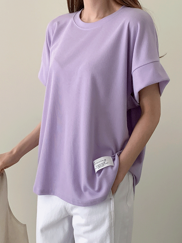 딜로드 라운드넥 가오리핏 소매절개 반팔 티셔츠